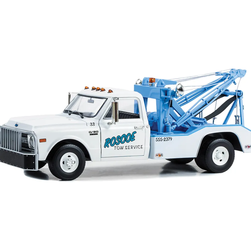1969 Chevrolet C-30 Dually Wrecker - Roscoe Towing 1:18 Scale Diecast Model Truck by Greenlight