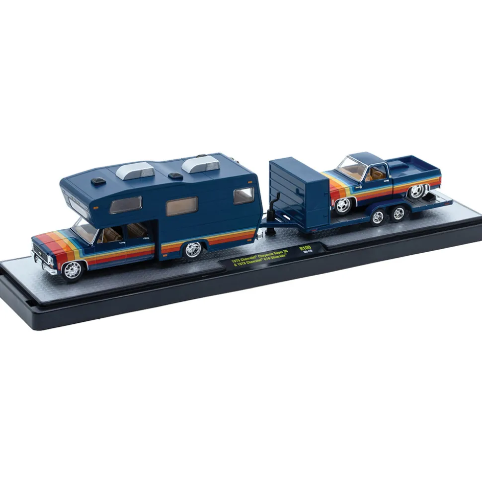 1975 Chevrolet Cheyenne Super 30 & 1978 Chevrolet C10 Silverado 1:64 Scale Diecast Model Truck by M2 Machines