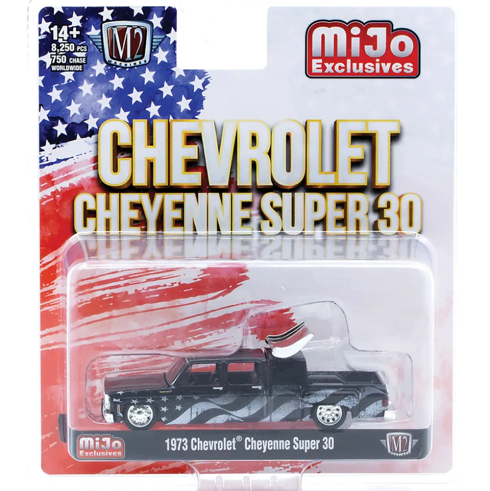 1973 Chevrolet Cheyenne Super 30 Stars & Stripes - MiJo Exclusives 1:64 Scale Diecast Model Truck by M2 Machines