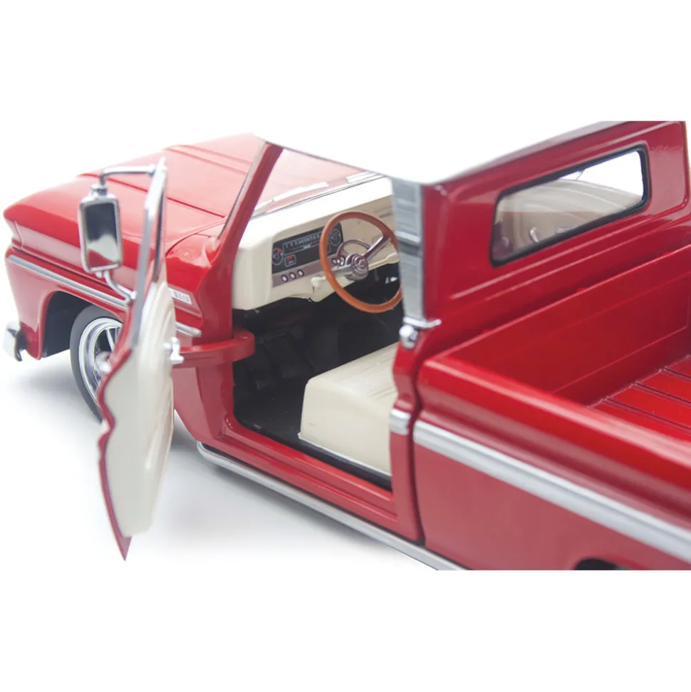 1965 Chevrolet C-10 Styleside Pickup Lowrider - Red 1:18 Scale Diecast Model Truck by Sunstar