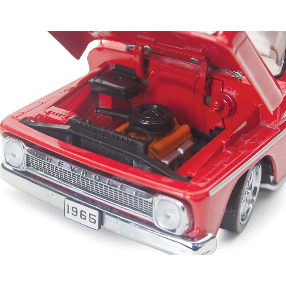 1965 Chevrolet C-10 Styleside Pickup Lowrider - Red 1:18 Scale Diecast Model Truck by Sunstar