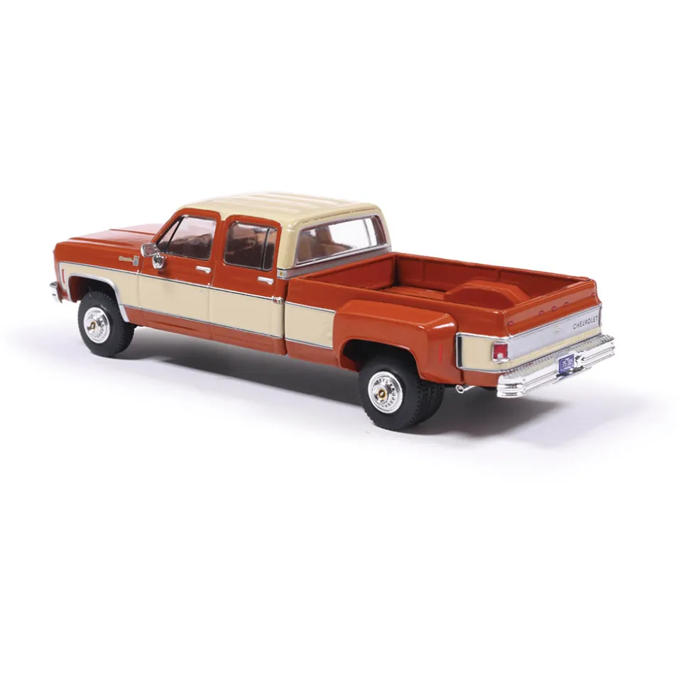 1975 Chevrolet K30 Crew Dab Dually - Grecian Bronze and Santa Fe Tan Deluxe Two-Tone 1:64 Scale Diecast Model Car by IXO Models