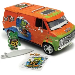 1976 Chevrolet Rat Fink G-Series Van - Surf Rat w/Figure, Surfboard & Sticker 1:18 Scale Diecast Model Truck by Acme