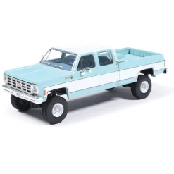 1978 Chevrolet Silverado K30 Crew Cab Fleetside Lifted - Light Blue and Frost White 1:64 Scale Diecast Model Truck by IXO Models