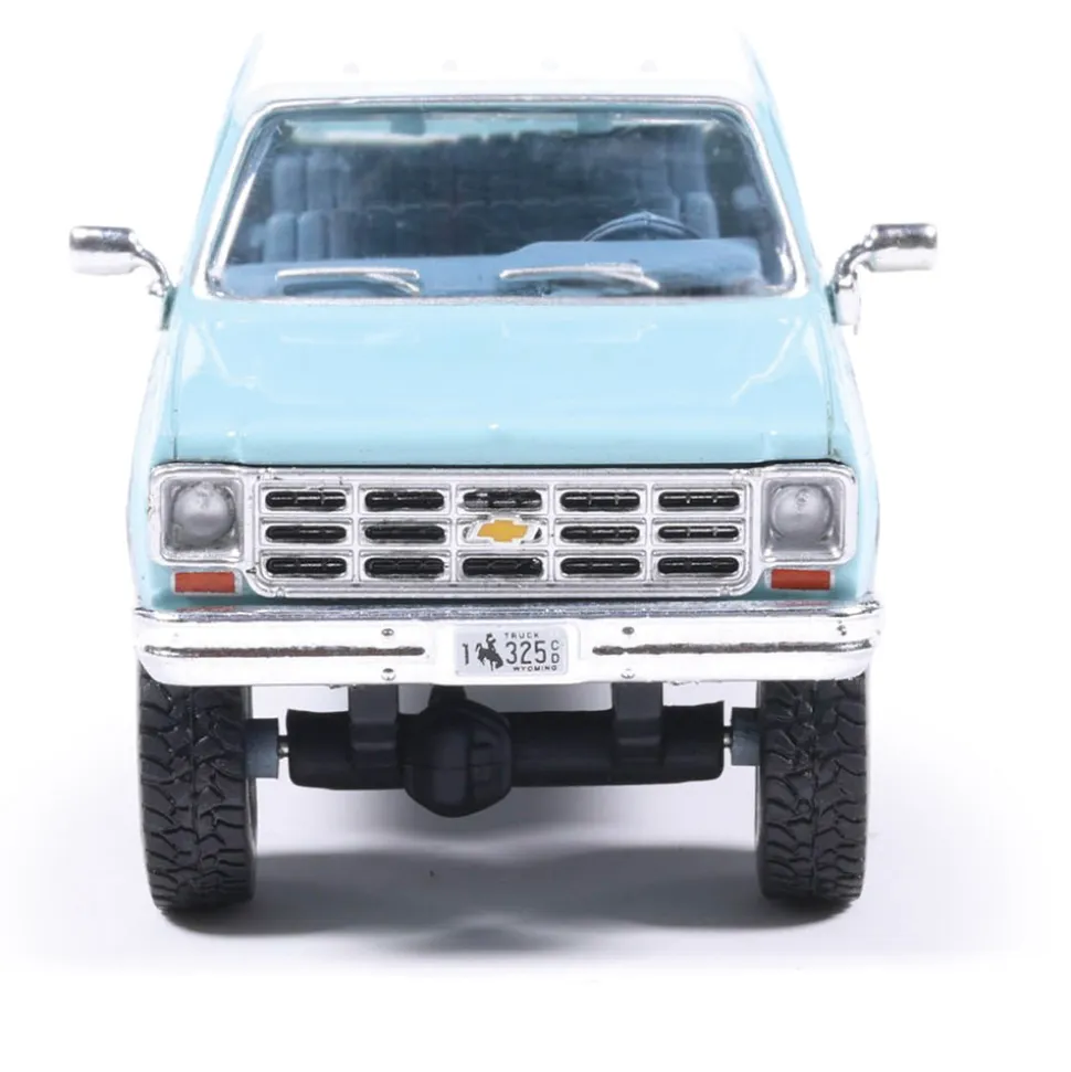 1978 Chevrolet Silverado K30 Crew Cab Fleetside Lifted - Light Blue and Frost White 1:64 Scale Diecast Model Truck by IXO Models