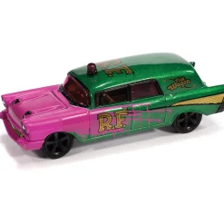 1957 Chevy Ambulance Rat Fink - Magenta 1:64 Scale Diecast Model Car by Johnny Lightning