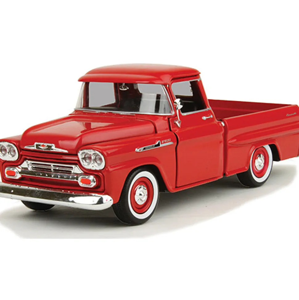 1958 Chevy Apache Fleetside Pickup - Red 1:24 Scale Diecast Model by Motormax