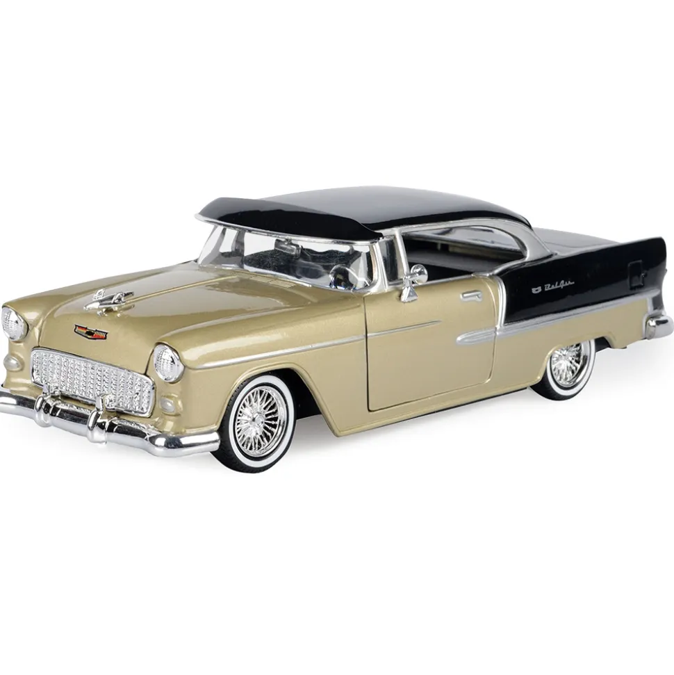 1955 Chevy Bel Air Low Rider with Visor - Gold 1:24 Scale Diecast Model Car by Motormax