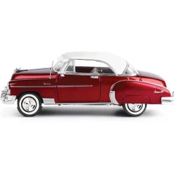1950 Chevy Bel Air-Metallic Red w/ White Top 1:18 Scale Diecast Model Car by Motormax