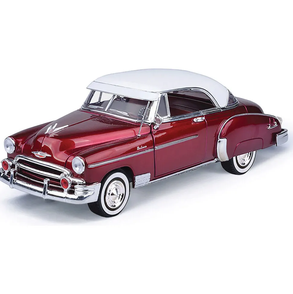 1950 Chevy Bel Air-Metallic Red w/ White Top 1:18 Scale Diecast Model Car by Motormax