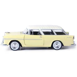 1955 Chevy Bel Air Nomad - Yellow 1:24 Scale Diecast Model Car by Motormax