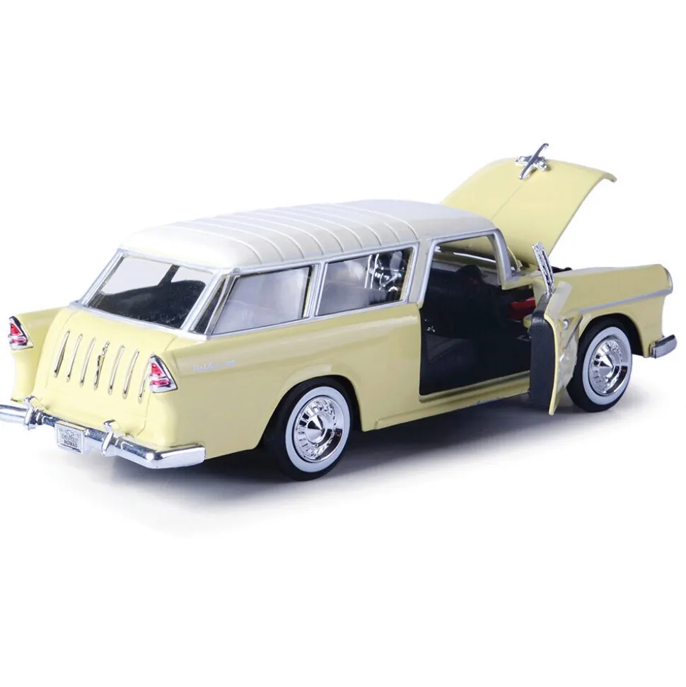 1955 Chevy Bel Air Nomad - Yellow 1:24 Scale Diecast Model Car by Motormax