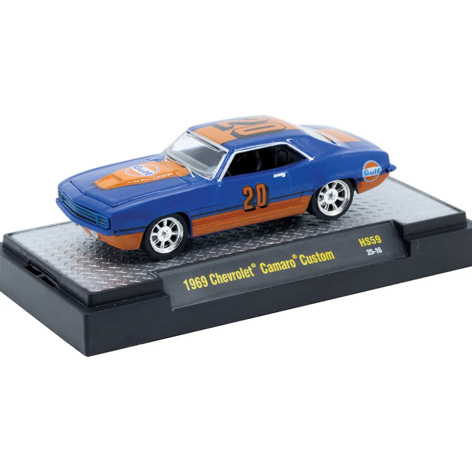 1969 Chevy Camaro - Gulf Livery 1:64 Scale Diecast Model Car by M2 Machines