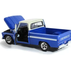 1966 Chevy C10 Fleetside Pickup - Blue w/ White Top 1:24 Scale Diecast Model Truck by Motormax