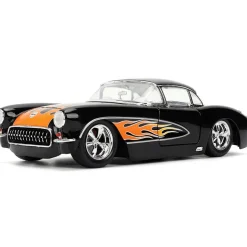 1957 Chevy Corvette - Black Flames 1:24 Scale Diecast Model Car by Jada Toys