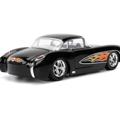 1957 Chevy Corvette - Black Flames 1:24 Scale Diecast Model Car by Jada Toys