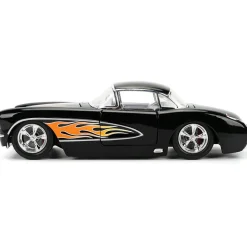 1957 Chevy Corvette - Black Flames 1:24 Scale Diecast Model Car by Jada Toys