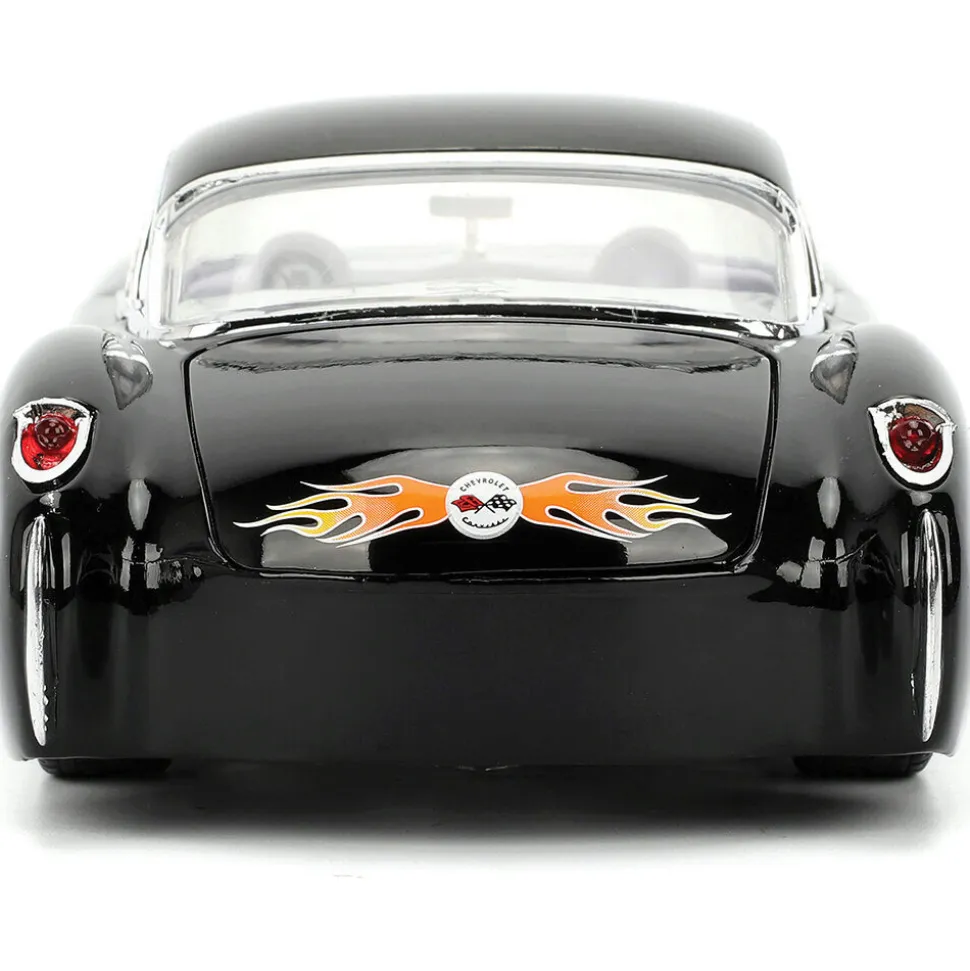 1957 Chevy Corvette - Black Flames 1:24 Scale Diecast Model Car by Jada Toys