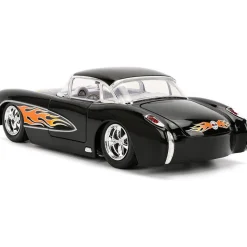 1957 Chevy Corvette - Black Flames 1:24 Scale Diecast Model Car by Jada Toys