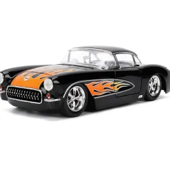 1957 Chevy Corvette - Black Flames 1:24 Scale Diecast Model Car by Jada Toys