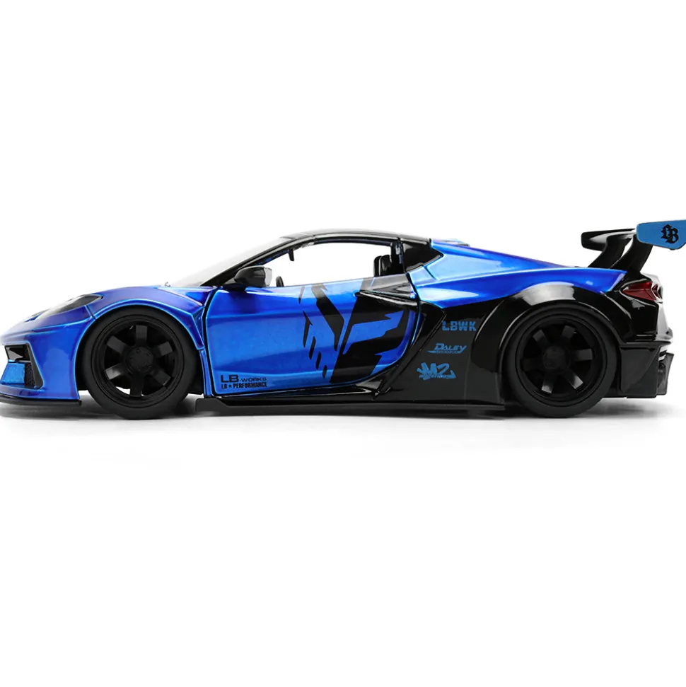 2020 Chevy Corvette C8 - LIBERTY WALK Blue 1:24 Scale Diecast Model Car by Jada Toys