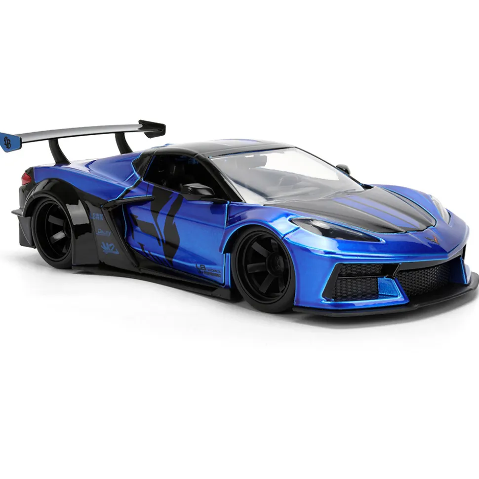 2020 Chevy Corvette C8 - LIBERTY WALK Blue 1:24 Scale Diecast Model Car by Jada Toys