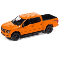 1967 Chevy El Camino SS Custom & 2020 Ford F-150 PICKUPS 2Pack B - Black & Orange 1:64 Scale Diecast Model Truck by Auto World