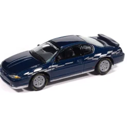 2002 Chevy Monte Carlo Pace Edition w/Tin - Superior Blue w/Silver Graphics 1:64 Scale Diecast Model Car by Johnny Lightning