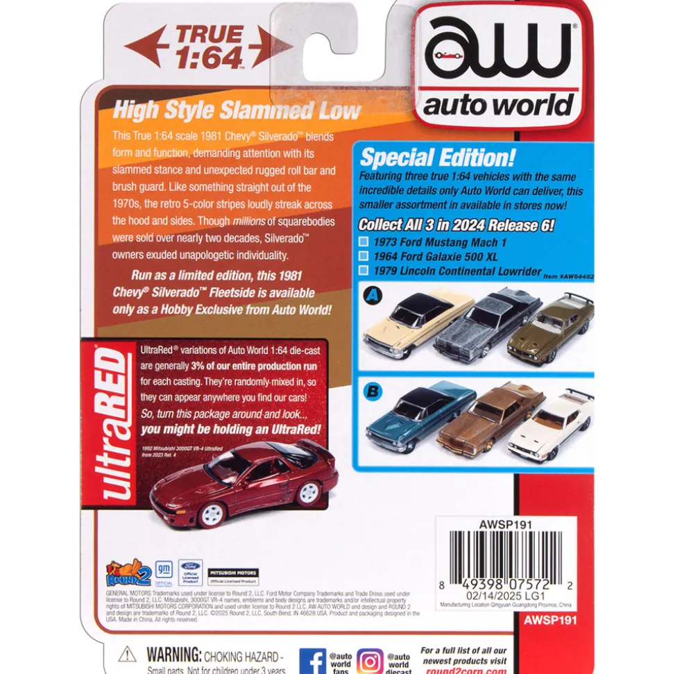 1981 Chevy Silverado Fleetside Lowered Hobby Exclusive 1:64 Scale Diecast Model Truck by Auto World