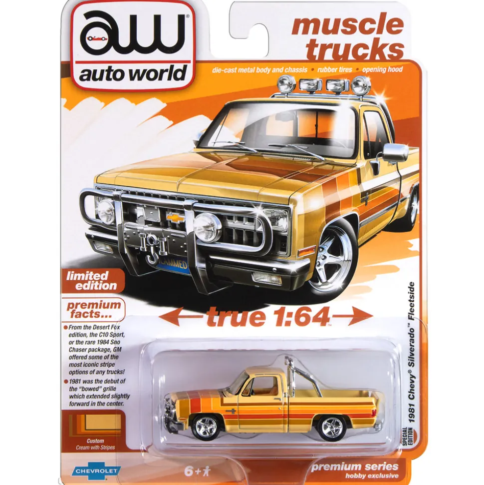 1981 Chevy Silverado Fleetside Lowered Hobby Exclusive 1:64 Scale Diecast Model Truck by Auto World
