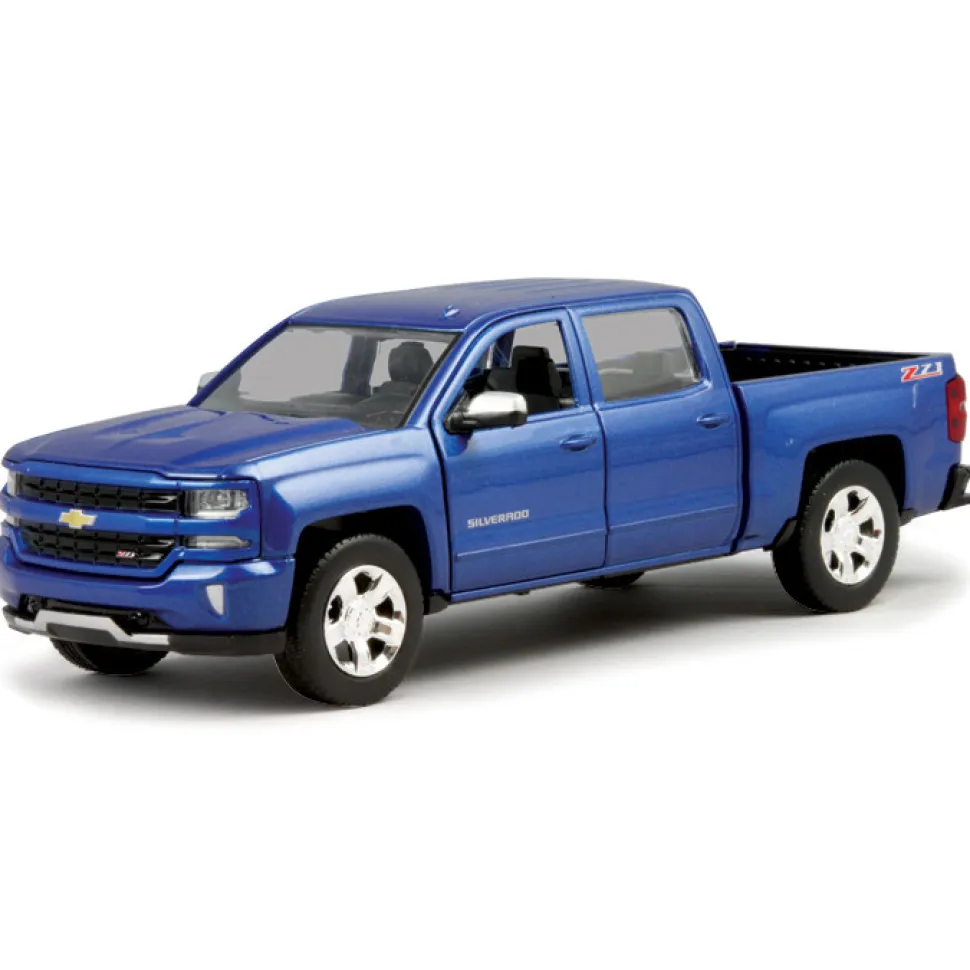 2017 Chevy Silverado Z71 Pickup - blue 1:27 Scale Diecast Model by Motormax