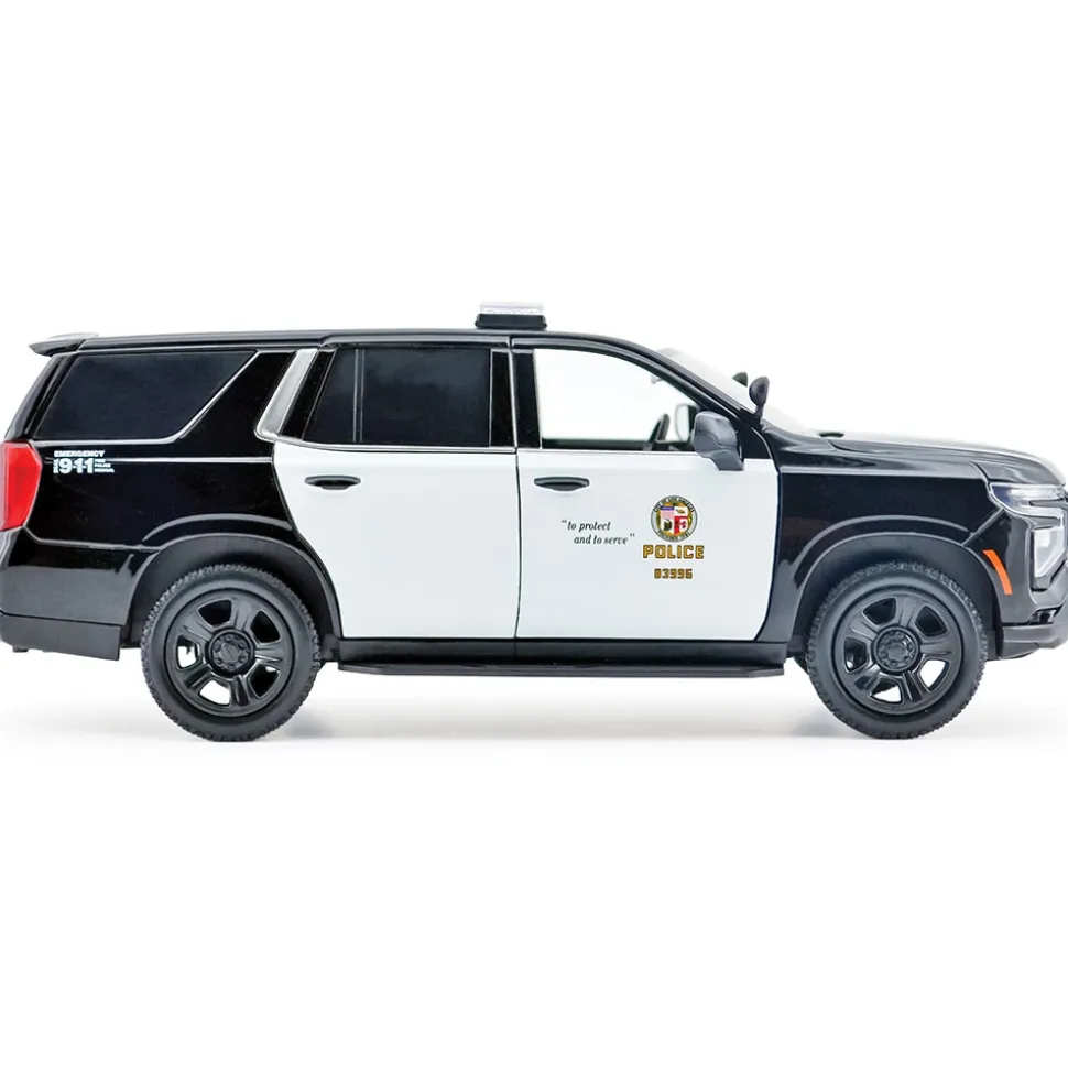 2025 Chevy Tahoe PPV - LAPD - Black & White 1:24 Scale Diecast Model Truck by Motormax
