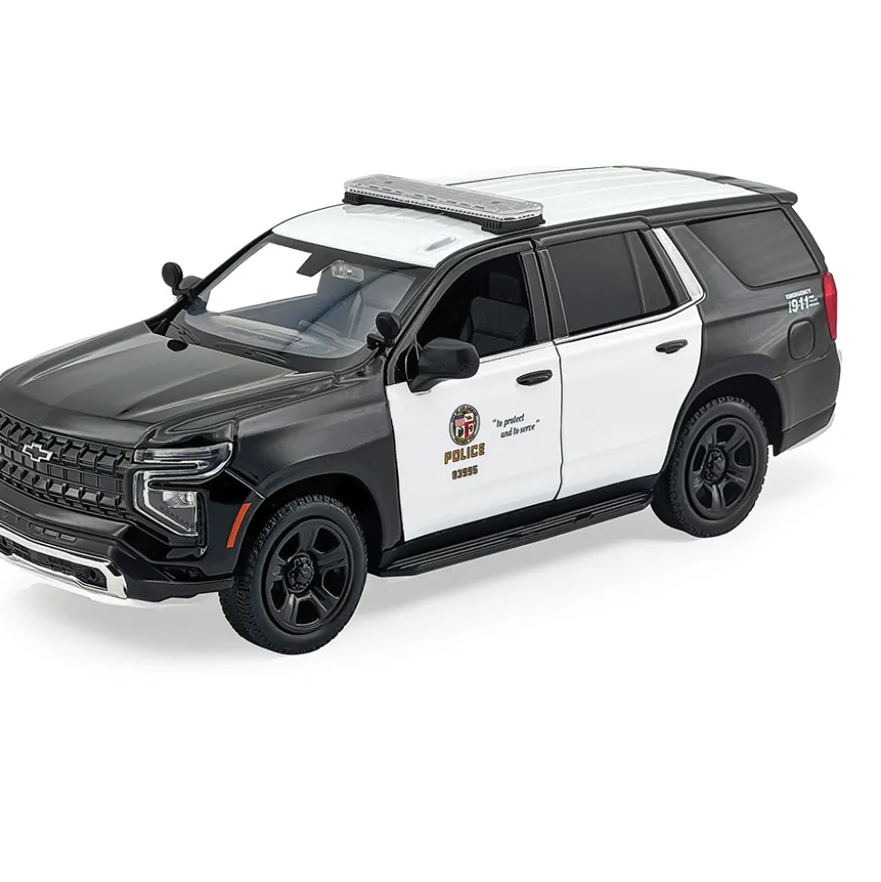 2025 Chevy Tahoe PPV - LAPD - Black & White 1:24 Scale Diecast Model Truck by Motormax