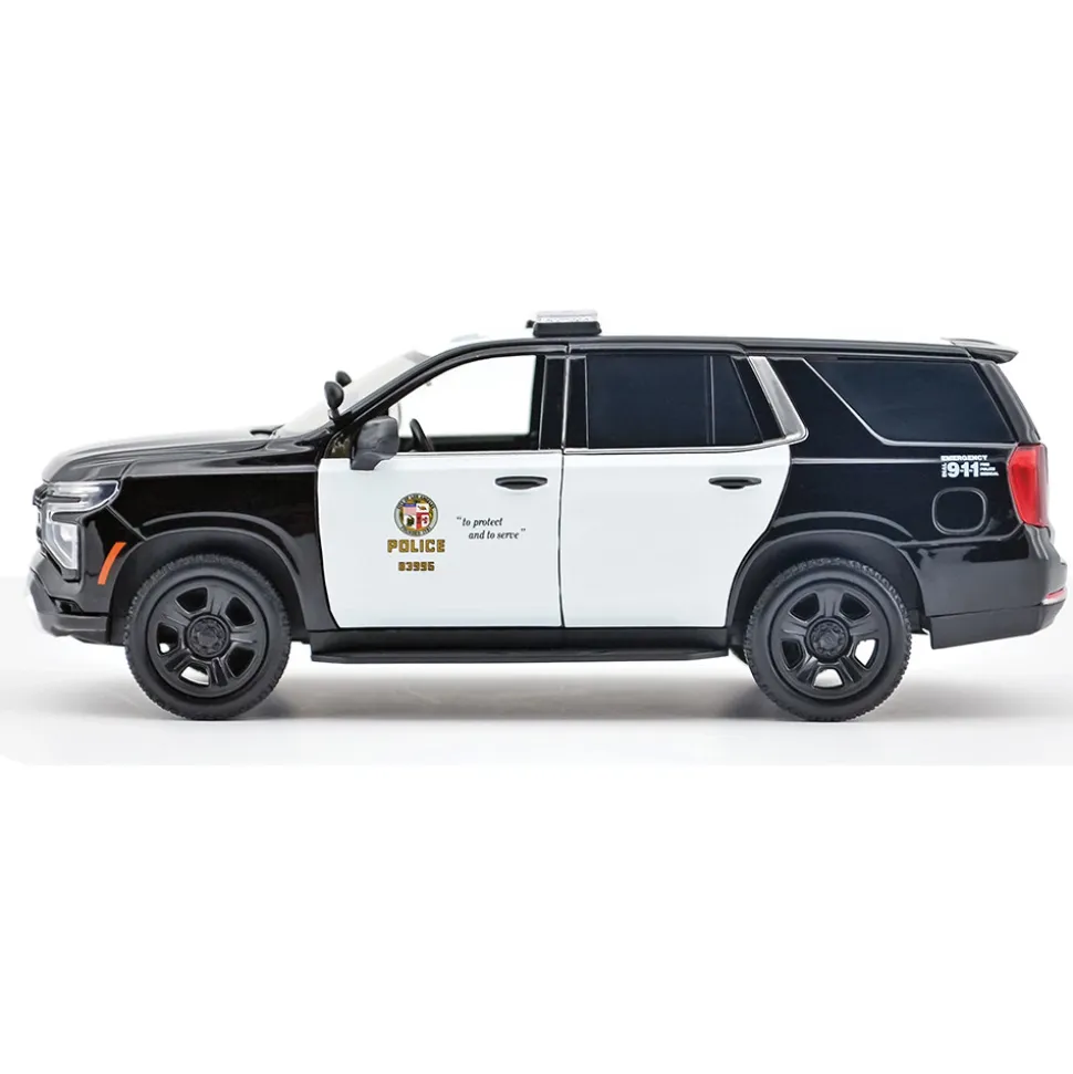 2025 Chevy Tahoe PPV - LAPD - Black & White 1:24 Scale Diecast Model Truck by Motormax