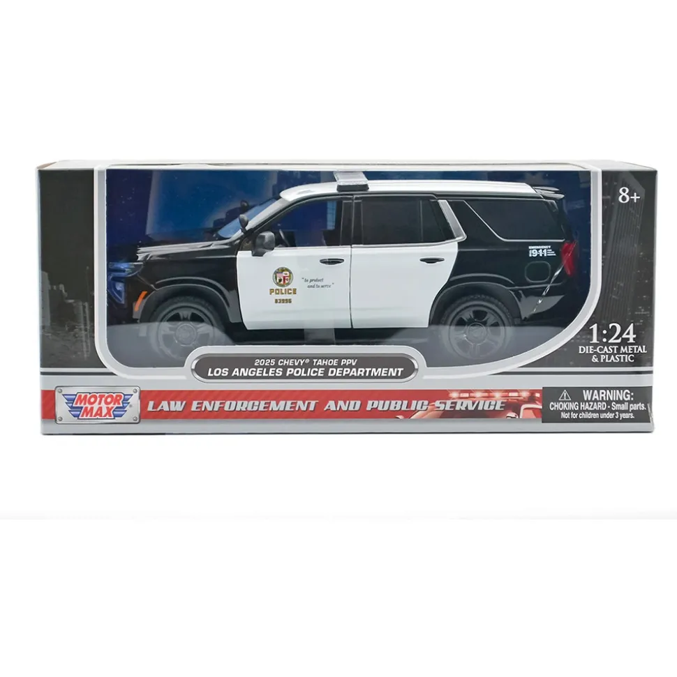 2025 Chevy Tahoe PPV - LAPD - Black & White 1:24 Scale Diecast Model Truck by Motormax