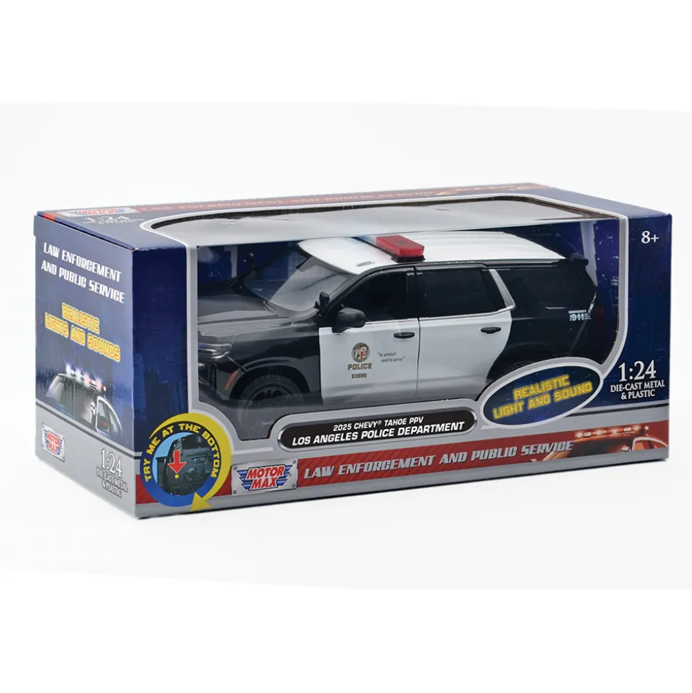 2025 Chevy Tahoe PPV LAPD - Light & Sound 1:24 Scale Diecast Model Truck by Motormax