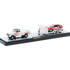 Coca-Cola 1969 Ford F-100 Ranger 4X4 & 1990 Ford Mustang GT with Trailer 1:64 Scale Diecast Model Truck by M2 Machines