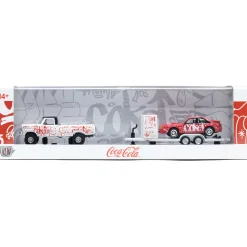 Coca-Cola 1969 Ford F-100 Ranger 4X4 & 1990 Ford Mustang GT with Trailer 1:64 Scale Diecast Model Truck by M2 Machines