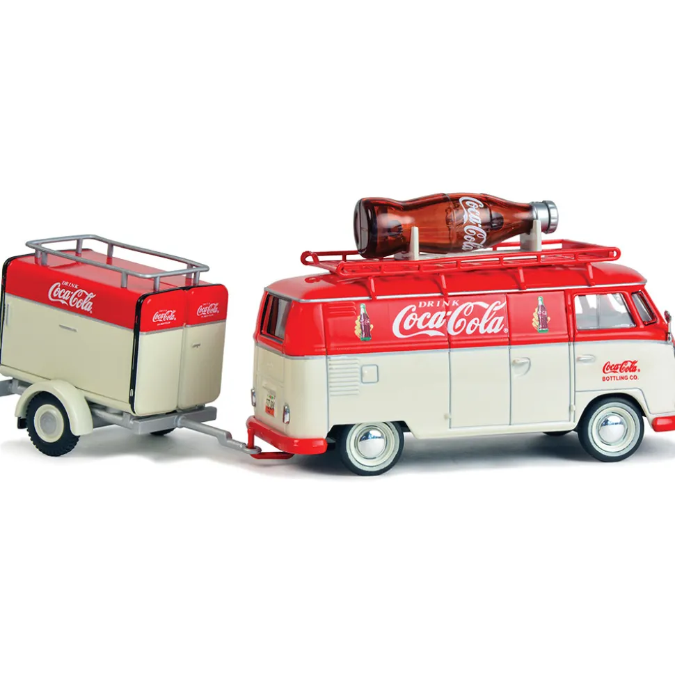 1960 Coke VW Kombi with Large Contour Bottle & Trailer 1:43 Scale Diecast Model Truck by IXO Models
