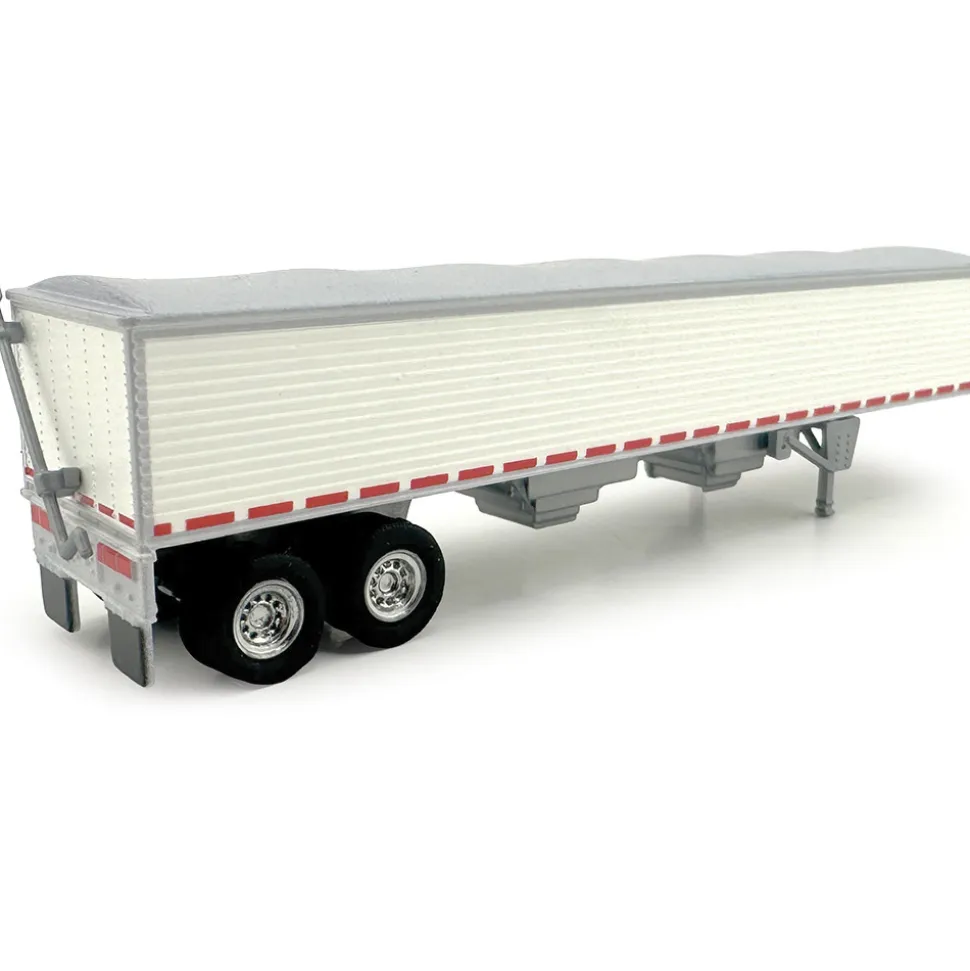 Covered Grain Trailer White with Silver Tarp 1:87 Scale Model Truck by HO Logistics