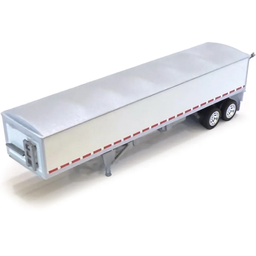 Covered Grain Trailer White with Silver Tarp 1:87 Scale Model Truck by HO Logistics
