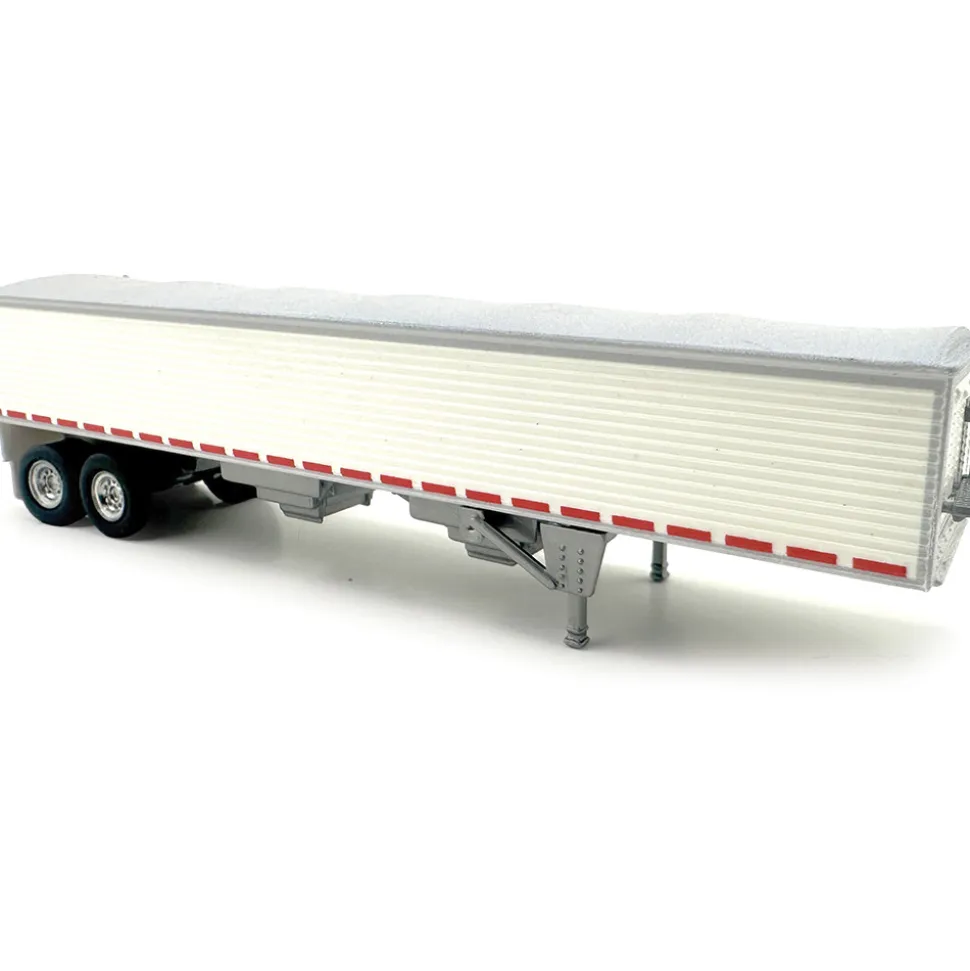 Covered Grain Trailer White with Silver Tarp 1:87 Scale Model Truck by HO Logistics