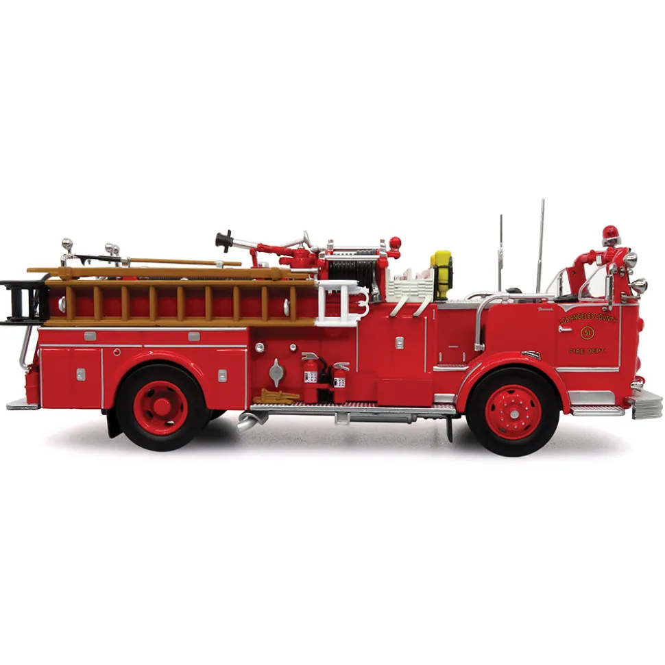 Crown Firecoach: LACOFD Los Angeles County Of | Iconic Replicas 1:50 Scale Diecast Model Fire Truck by Iconic Replicas