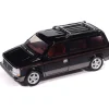 1989 Dodge Caravan Turbo - Black w/Dark Quartz Gray Lower & Red Pin Stripe 1:64 Scale Diecast Model Car by Auto World