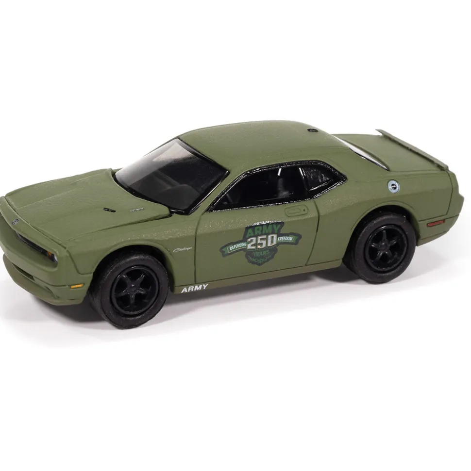 2014 Dodge Challenger 250th Anniversary - Army Green 1:64 Scale Diecast Model Car by Johnny Lightning