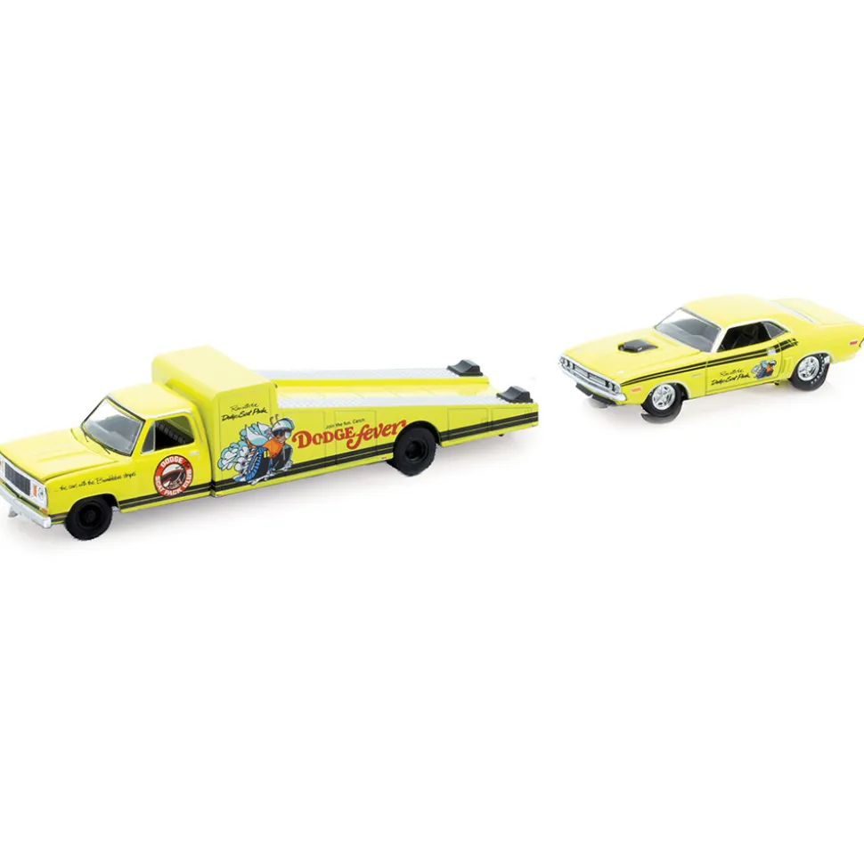 1974 Dodge Ramp Truck & 1971 Dodge Challenger R/T - Dodge Fever 1:64 Scale Diecast Model Truck by M2 Machines