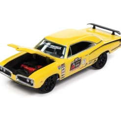 1970 Dodge Super Bee - Banana w/Optima Ultimate Street Car Race Graphics & Black Super Bee C Stripe 1:64 Scale by Johnny Lightning