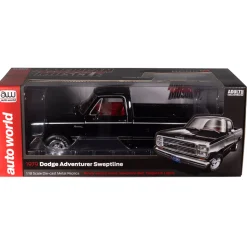 1979 Dodge SWB Sweptline Pickup Adventurer - Black 1:18 Scale Diecast Model Truck by American Muscle - Ertl