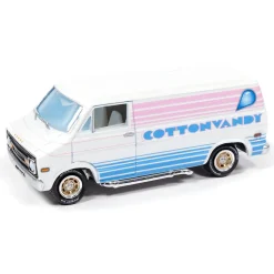 1976 Dodge Tradesman Van & 1975 Chevy G20 Van Boogie Vans - White+Purple 1:64 Scale Diecast Model Truck by Johnny Lightning
