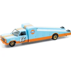 1974 Dodge Truck & 1970 Dodge Challenger T/A Gulf Edition 1:64 Scale Diecast Model Truck by M2 Machines